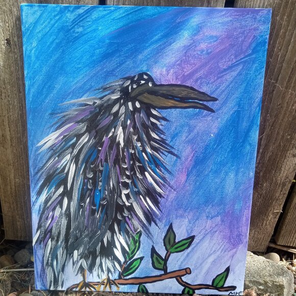 Crow Painting on Canvas - Picture 1 of 12